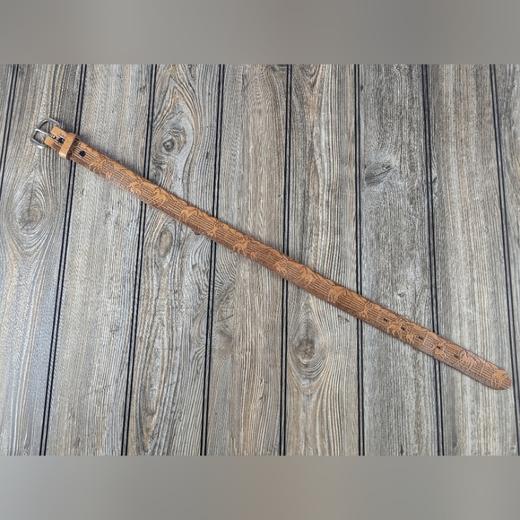 SS Double S Western Children's Leather Belt With Roping Cowboy & Horse Embossed - Picture 1 of 16